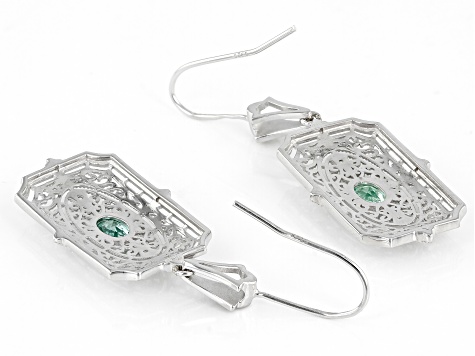 Green Lab Created Spinel Rhodium Over Sterling Silver Earrings. 1.34ctw