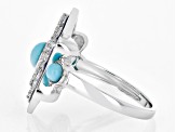 Composite Turquoise Star of David Rhodium Over Silver Ring 0.34ctw