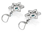 Blue Composite Turquoise Star of David Rhodium Over Silver Earrings 0.64ctw