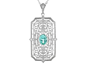 Green Lab Created Spinel & Zircon Rhodium Over Silver Pendant With 18" Chain 1.72ctw