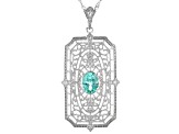 Green Lab Created Spinel & Zircon Rhodium Over Silver Pendant With 18" Chain 1.72ctw