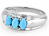 Blue Turquoise Platinum Over Sterling Silver Ring