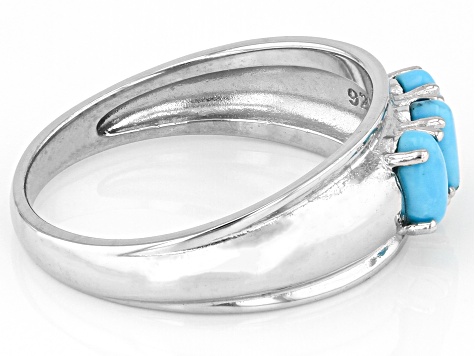 Blue Turquoise Platinum Over Sterling Silver Ring