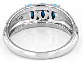 Blue Turquoise Platinum Over Sterling Silver Ring