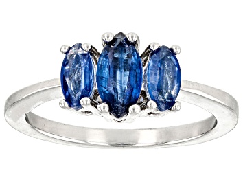 Picture of Blue Kyanite Rhodium Over Sterling Silver Ring 1.20ctw
