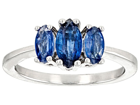 Blue Kyanite Rhodium Over Sterling Silver Ring 1.20ctw