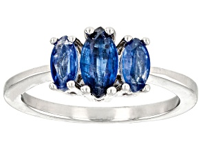 Blue Kyanite Rhodium Over Sterling Silver Ring 1.20ctw
