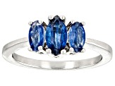 Blue Kyanite Rhodium Over Sterling Silver Ring 1.20ctw