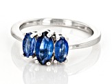 Blue Kyanite Rhodium Over Sterling Silver Ring 1.20ctw