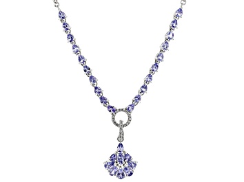 Picture of Blue Tanzanite Rhodium Over Sterling Silver Enhancer With Chain 3.70ctw