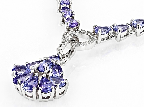Blue Tanzanite Rhodium Over Sterling Silver Enhancer With Chain 3.70ctw