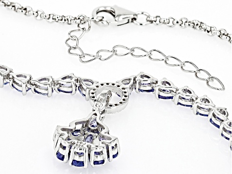 Blue Tanzanite Rhodium Over Sterling Silver Enhancer With Chain 3.70ctw