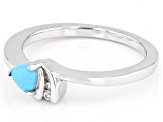 Blue Sleeping Beauty Turquoise Rhodium Over Silver Ring 0.04ctw
