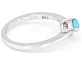 Blue Sleeping Beauty Turquoise Rhodium Over Silver Ring 0.04ctw