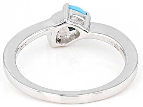 Blue Sleeping Beauty Turquoise Rhodium Over Silver Ring 0.04ctw