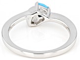 Blue Sleeping Beauty Turquoise Rhodium Over Silver Ring 0.04ctw