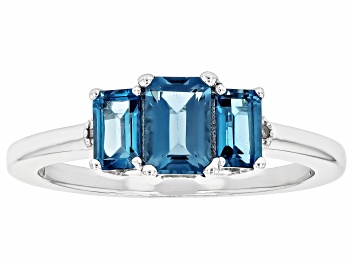 Picture of London Blue Topaz Rhodium Over Silver Ring 1.07ctw.