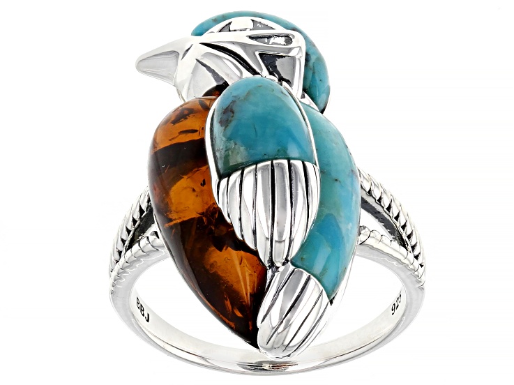 【未使用品】 Turquoise Composite Blue Sterling CTB831 - Ring Bird Silver 皿・プレート