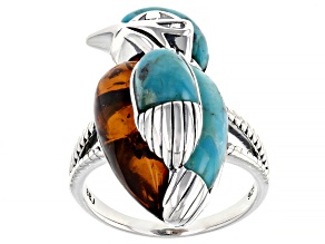 Blue Turquoise Sterling Silver Bird Ring
