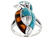 Blue Composite Turquoise Sterling Silver Bird Ring