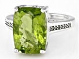 Green Peridot Rhodium Over Sterling Silver Ring 6.07ctw