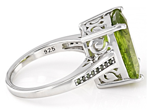 Green Peridot Rhodium Over Sterling Silver Ring 6.07ctw