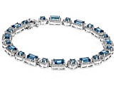 London Blue Topaz Rhodium Over Sterling Silver Tennis Bracelet 10.93ctw