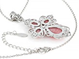 Pink Opal Rhodium Over Silver Cross Enhancer With Chain