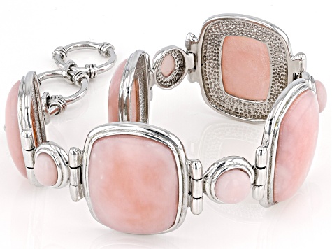 Pink Opal Sterling Silver Toggle Bracelet