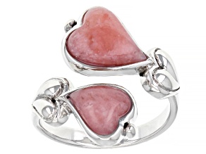 Pink Opal Sterling Silver Heart Bypass Ring
