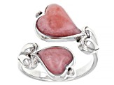 Pink Opal Sterling Silver Heart Bypass Ring