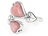 Pink Opal Sterling Silver Heart Bypass Ring