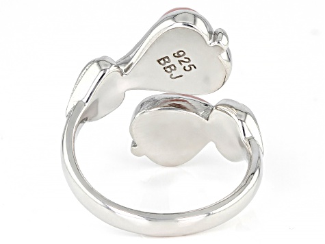 Pink Opal Sterling Silver Heart Bypass Ring