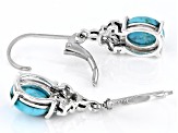 Blue Composite Turquoise Sterling Silver Solitaire Dangle Earrings