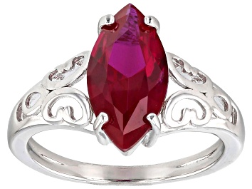 Picture of Red Lab Created Ruby Rhodium Over Sterling Silver Solitaire Ring 2.25ct