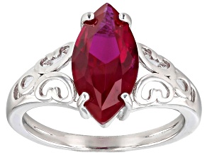 Red Lab Created Ruby Rhodium Over Sterling Silver Solitaire Ring 2.25ct