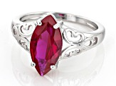 Red Lab Created Ruby Rhodium Over Sterling Silver Solitaire Ring 2.25ct