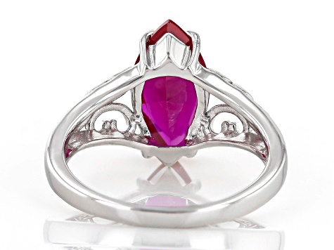 Red Lab Created Ruby Rhodium Over Sterling Silver Solitaire Ring 2.25ct