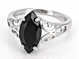 Black Spinel Rhodium Over Sterling Silver Solitaire Ring 2.70ct