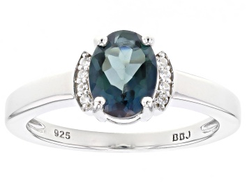 Picture of Teal Petalite Rhodium Over Sterling Silver Ring 0.82ctw