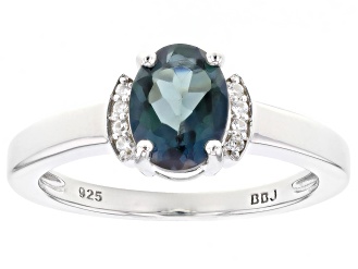 Teal Petalite Rhodium Over Sterling Silver Ring 0.82ctw