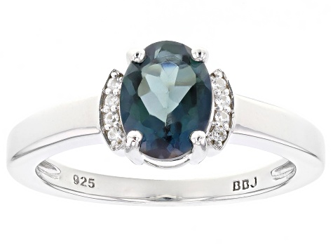 Teal Petalite Rhodium Over Sterling Silver Ring 0.82ctw