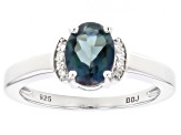 Teal Petalite Rhodium Over Sterling Silver Ring 0.82ctw