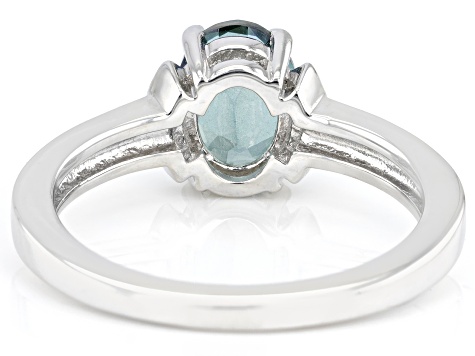 Teal Petalite Rhodium Over Sterling Silver Ring 0.82ctw