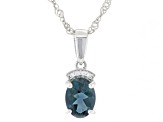 Teal Petalite Rhodium Over Silver Pendant With Chain 0.78ctw