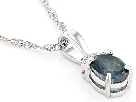 Teal Petalite Rhodium Over Silver Pendant With Chain 0.78ctw