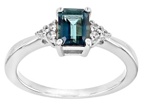 Teal Petalite Rhodium Over Sterling Silver Ring 0.81ctw