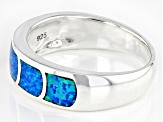 Blue Lab Created Opal Sterling Silver Band Ring