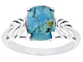 Blue Turquoise Rhodium Over Sterling Silver Ring