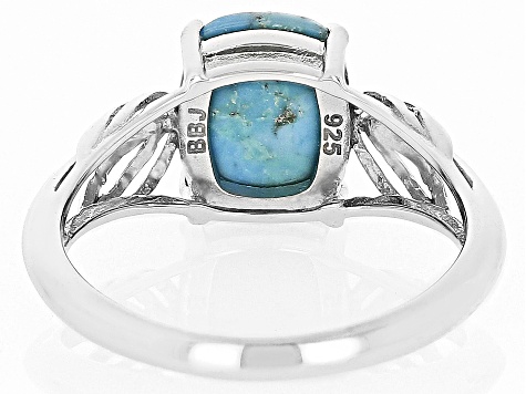 Blue Turquoise Rhodium Over Sterling Silver Ring